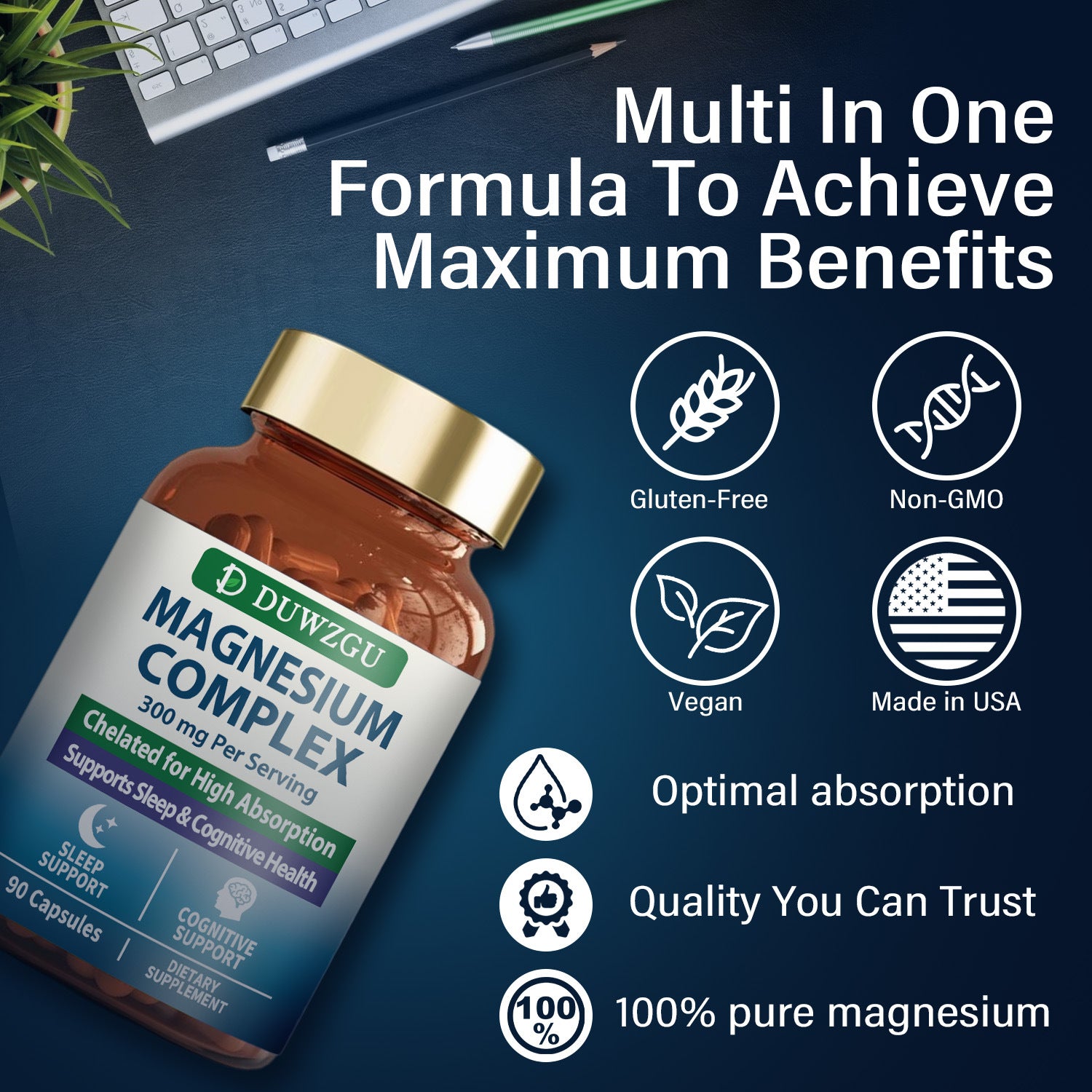 Magnesium Taurate Capsules with Probiotics | High Absorption